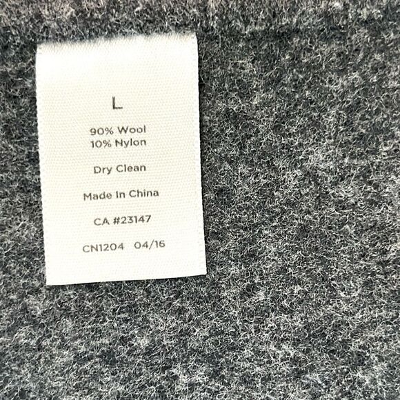 Talbots Felted Wool Navy Blue and Gray Jacket Open Front Wing Collar Pockets L - Picture 9 of 10